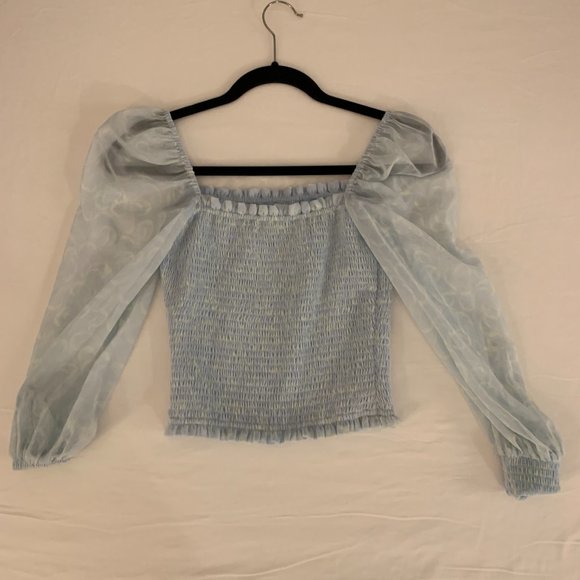 NEW Without tags Wilfred Saga Blouse Smocked  Sheer longsleeve Size XS - Picture 3 of 9